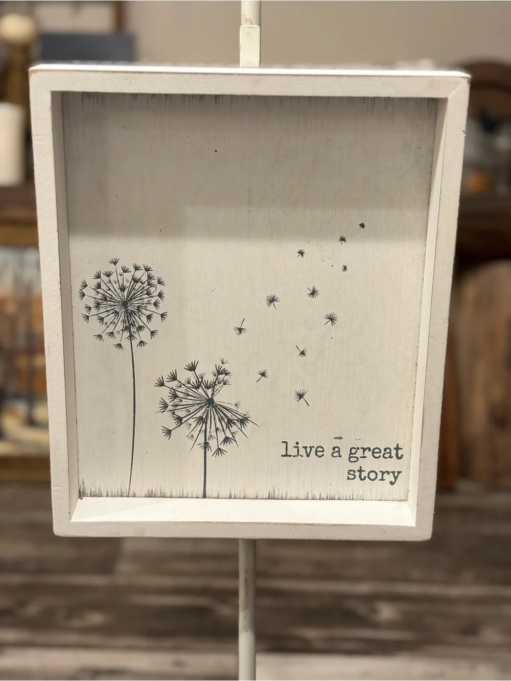 Live a Great Story White Dandelion Wall Art